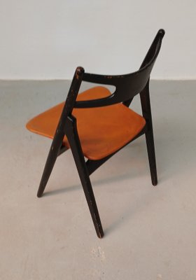 Sawbuck Chair in Original Leather by Hans J. Wegner for Carl Hansen & Søn, 1950s-VVO-1725232