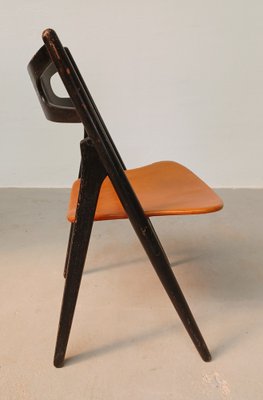 Sawbuck Chair in Original Leather by Hans J. Wegner for Carl Hansen & Søn, 1950s-VVO-1725232