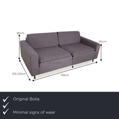 Scandinavia Remix Fabric Three Seater Grey Sofabed from Bolia-RQW-2036316