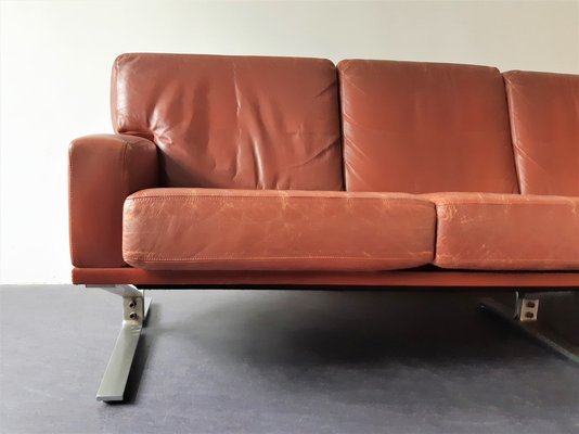 Scandinavian 4-Seat Sofa in Red-Brown Leather, 1960s-NV-986913