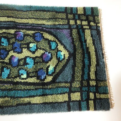 Scandinavian Abstract High Pile Rya Rug Carpet, Sweden, 1960s-QZ-1114596