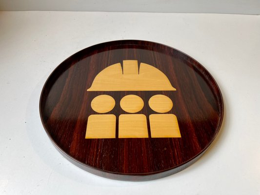 Scandinavian Abstract Mahogany Tray from Intarsia Ringe, 1970s-LCR-1003731