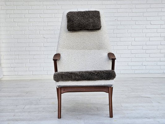 Scandinavian Armchair in Leather & Teak, 1960s-TMW-1791470