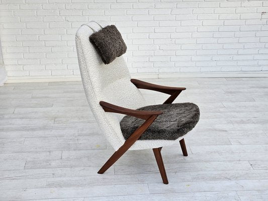 Scandinavian Armchair in Leather & Teak, 1960s-TMW-1791470