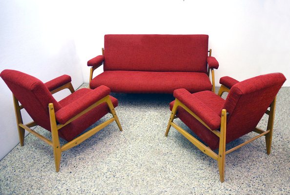 Scandinavian Armchairs and Sofa, 1960s, Set of 3-HS-1780370