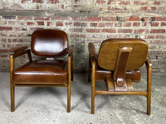 Scandinavian Armchairs in Rubber and Leather, 1990s, Set of 2-RWZ-1804679