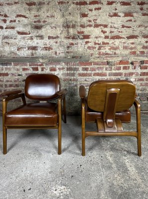 Scandinavian Armchairs in Rubber and Leather, 1990s, Set of 2-RWZ-1804679