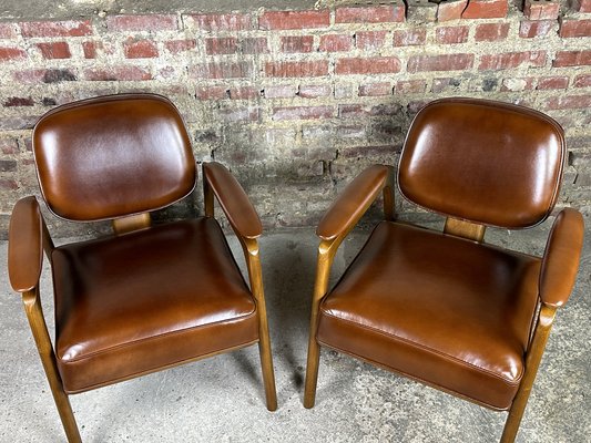 Scandinavian Armchairs in Rubber and Leather, 1990s, Set of 2-RWZ-1804679