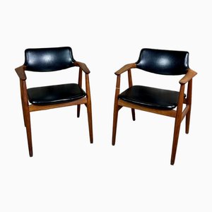 Scandinavian Armchairs in Teak and Skai attributed to Erik Kirkegaard for Høng Stolefabrik, 1960s, Set of 2-RWZ-2028235