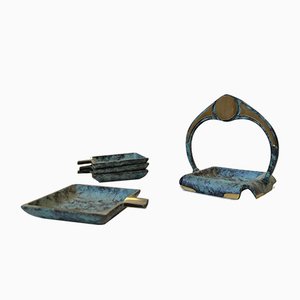 Scandinavian Art Deco Bronze Ashtrays,1940s, Set of 4-LCR-858838