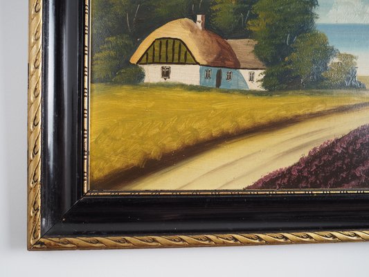 Scandinavian Artist, The Hut by the Sea, 1970s, Oil on Board, Framed-VND-1733022