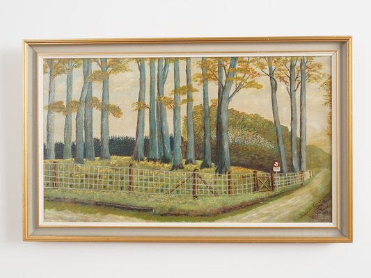 Scandinavian Artist, The Road to the Forest, 1960s, Oil on Canvas, Framed-VND-1765835