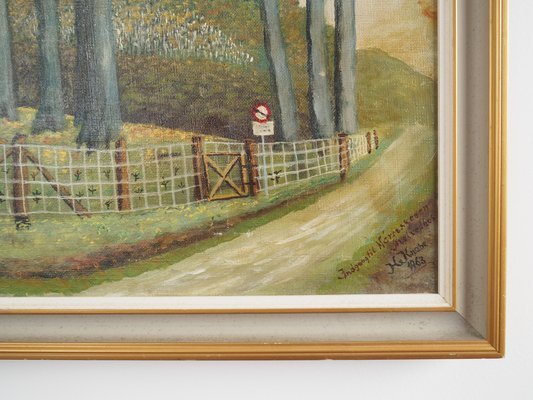 Scandinavian Artist, The Road to the Forest, 1960s, Oil on Canvas, Framed-VND-1765835