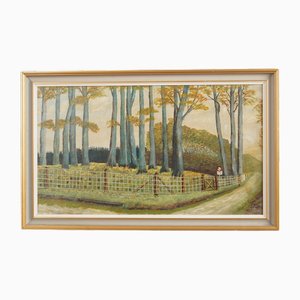 Scandinavian Artist, The Road to the Forest, 1960s, Oil on Canvas, Framed-VND-1765835