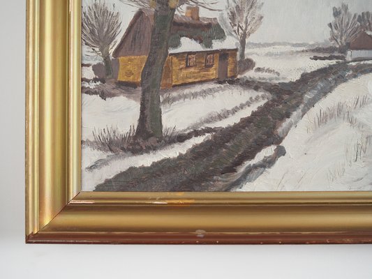 Scandinavian Artist, The Winterscape, 1960s, Oil on Canvas, Framed-VND-1704476