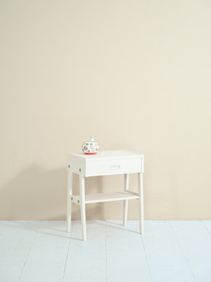 Scandinavian Bedside Table in Painted White, 1960s-QWP-1736948