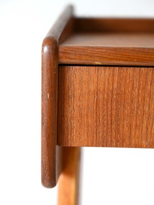 Scandinavian Bedside Table in Teak and Rattan, 1960s-QWP-2033948