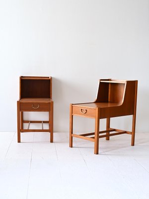 Scandinavian Bedside Tables with Double Top, 1960s, Set of 2-QWP-2034941