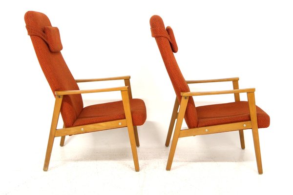 Scandinavian Beech Armchairs, Sweden, 1950s, Set of 2-GEK-1785466