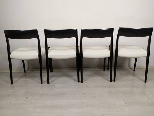 Scandinavian Black Lacquered Dining Chairs by Niels Otto Møller, 1950s, Set of 4-EAD-1784487