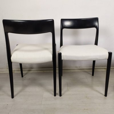 Scandinavian Black Lacquered Dining Chairs by Niels Otto Møller, 1950s, Set of 4-EAD-1784487