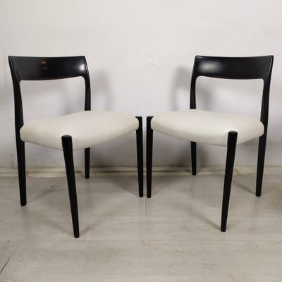 Scandinavian Black Lacquered Dining Chairs by Niels Otto Møller, 1950s, Set of 4-EAD-1784487