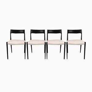 Scandinavian Black Lacquered Dining Chairs by Niels Otto Møller, 1950s, Set of 4-EAD-1784487