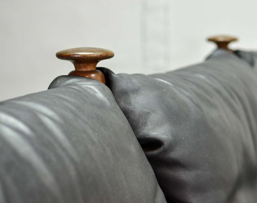 Scandinavian Black Leather 3-Seater Sofa, 1960s-IXC-878823