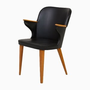 Scandinavian Black Leatherette Desk Chair, 1960s-QWP-1427708