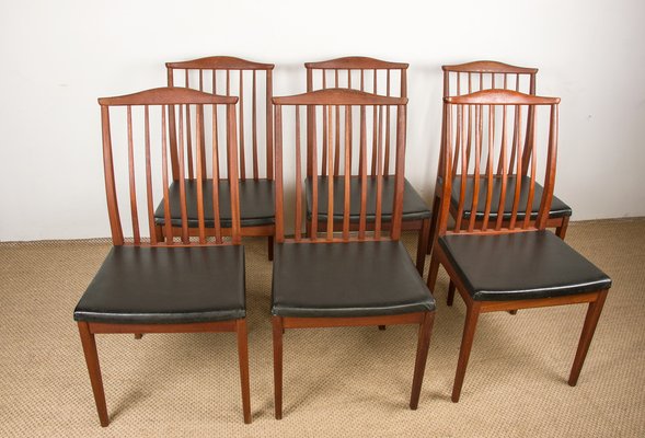 Scandinavian Black Teak Skai Chairs, 1960s, Set of 6-EMB-1404835