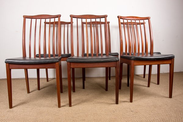 Scandinavian Black Teak Skai Chairs, 1960s, Set of 6-EMB-1404835