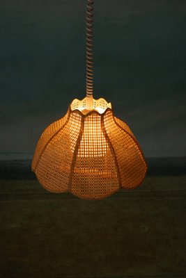 Scandinavian Bohemian Hanging Lamp in Webbing & Pine, 1970s-HGA-1703981