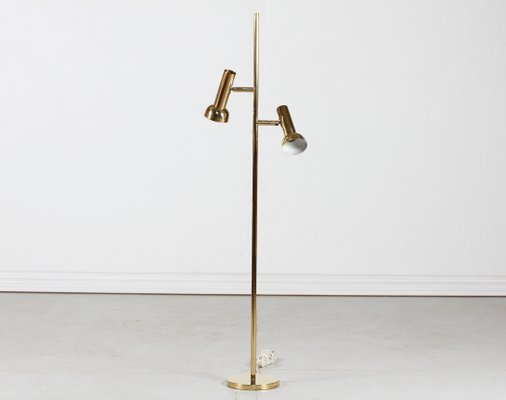 Scandinavian Brass and Lacquered Floor Lamp with Adjustable Shades, 1970s-QQ-1419342