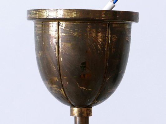 Scandinavian Brass and Opal Glass Ceiling Lamp, 1950s-WPT-1357833