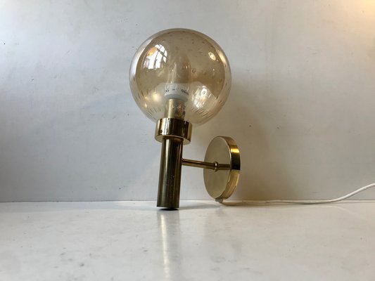 Scandinavian Brass & Bubble Glass Globe Sconce from Vitrika, 1970s-LCR-970112