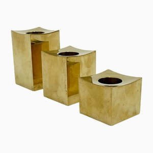 Scandinavian Brass Candleholders, Set of 3-SFW-1178512