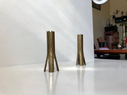 Scandinavian Brutalist Candlesticks in Brass, 1960s, Set of 2-LCR-965145