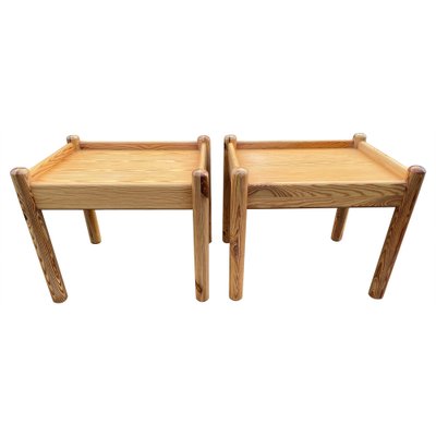 Scandinavian Brutalist Pine Side Tables or Nightstands, 1970s, Set of 2-MXB-1446911