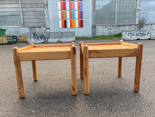 Scandinavian Brutalist Pine Side Tables or Nightstands, 1970s, Set of 2-MXB-1446911