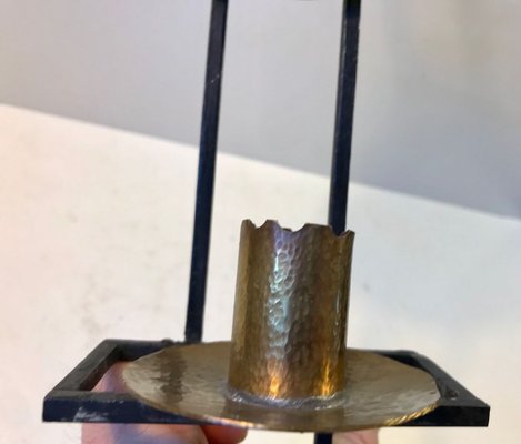 Scandinavian Candleholder in Brass and Wrought Iron, 1950s-LCR-835229