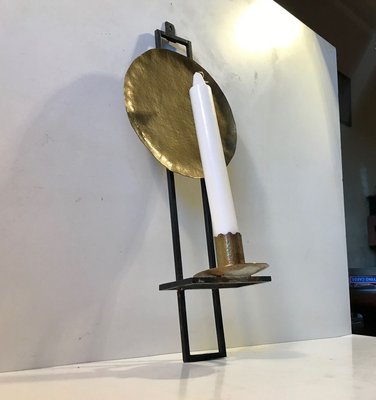 Scandinavian Candleholder in Brass and Wrought Iron, 1950s-LCR-835229