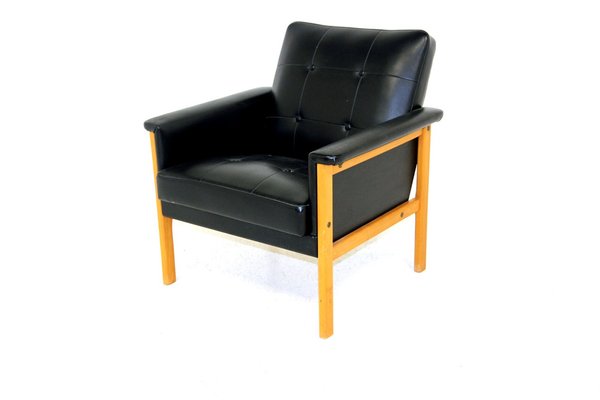 Scandinavian Chair in Faux Leather, Sweden, 1950-GEK-1259751