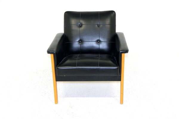 Scandinavian Chair in Faux Leather, Sweden, 1950-GEK-1259751