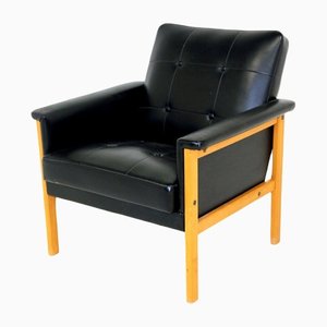 Scandinavian Chair in Faux Leather, Sweden, 1950-GEK-1259751