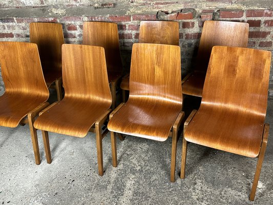 Scandinavian Chairs in Thermoformed Beech, 1960s, Set of 8-RWZ-2036138