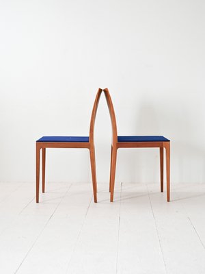 Scandinavian Chairs with Blue Seat, 1960s, Set of 2-QWP-2042057