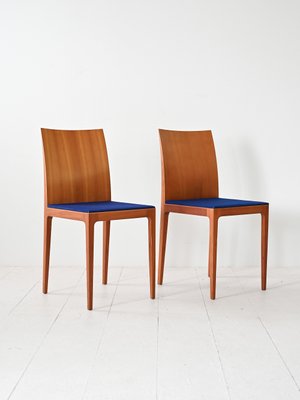 Scandinavian Chairs with Blue Seat, 1960s, Set of 2-QWP-2042057