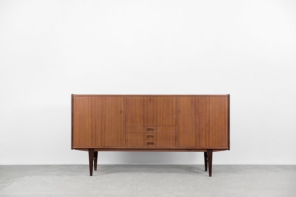 Scandinavian Classic Teak High Sideboard with Drawers, 1960s-ZAA-1148316