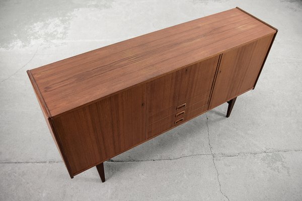 Scandinavian Classic Teak High Sideboard with Drawers, 1960s-ZAA-1148316