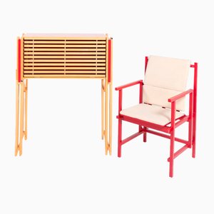 Scandinavian Desk Cabinet with a Chair from Simon Heikkila, Set of 2-KMC-2022240